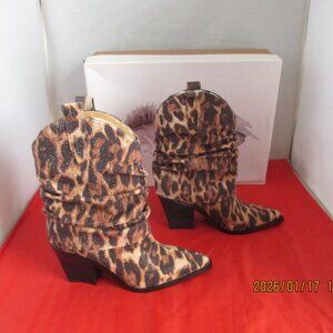 Jessica Simpson Gemorra Slouchy Cowboy Boots $149 - US Size - Leopard - 1426